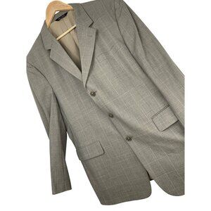 Jos A Bank Mens 3-Button Blazer Size 44L Gray Plaid Wool Sport Coat RH10468